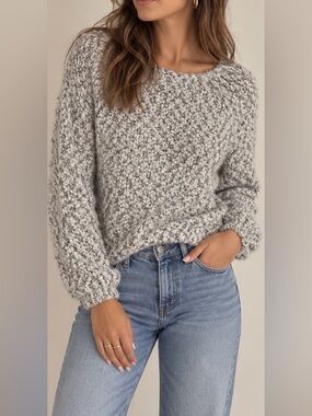 Buffalo David Bitton Marled Grey Crewneck Cozy Boucle Sweater Size Small